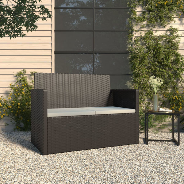 Latitude Run® Patio Bench with Cushions41.3" Poly Rattan Wayfair